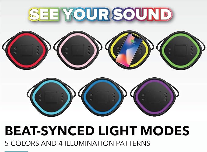 Altec Lansing Soundbucket XL - Waterproof Bluetooth Speaker with Customizable LED Lights, Qi Wireless Charging, 20 Hours Playtime & 100 Foot Range