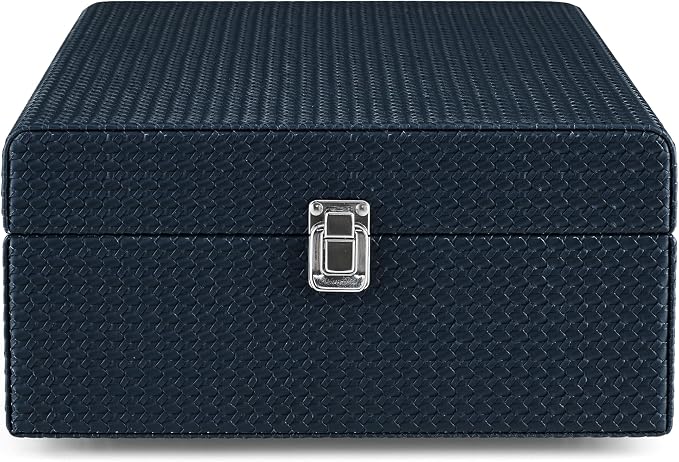 Crosley CR8017B-NY Voyager Vintage Portable Vinyl Record Player Turntable with Bluetooth in/Out and Built-in Speakers, Navy