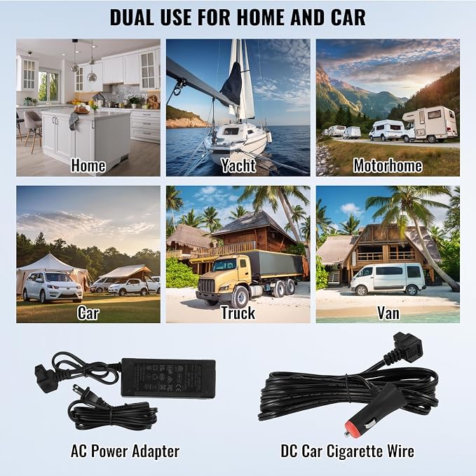 VEVOR Car Refrigerator, 12 Volt Car Refrigerator Fridge, 9 L Single Zone Portable Freezer Cooler, -4℉-68℉ Adjustable Range, 12/24V DC and 100-240V AC Compressor, for Outdoor, Camping, RV