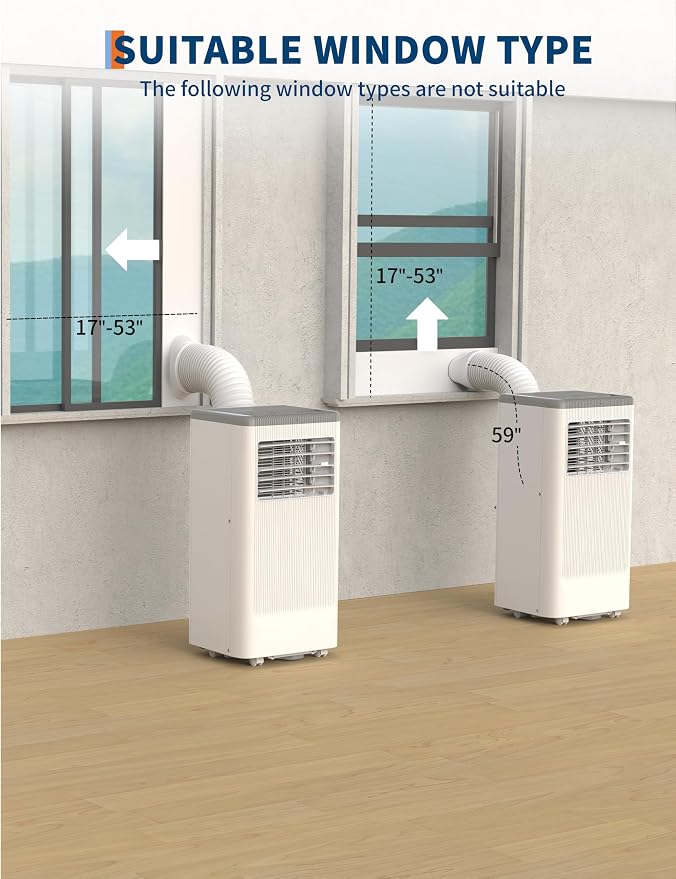 GarveeTech 8000 BTUs Portable Air Conditioners, Room Air Conditioner with Remote Control, 3 in-1 Stand Up AC Cooling, Built In Dehumidifier & Fan Modes, 24H Timer & Window Kit for Home Dorms