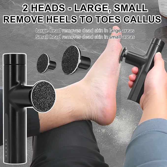 Electric Foot Callus Remover Powerful Rechargeable Electric Foot Sander | Adjustable Speed, 2 Sizes Heads, 80 Replaceable Sandpaper, Women Men Hard Dry Dead Skin Calluses Remover