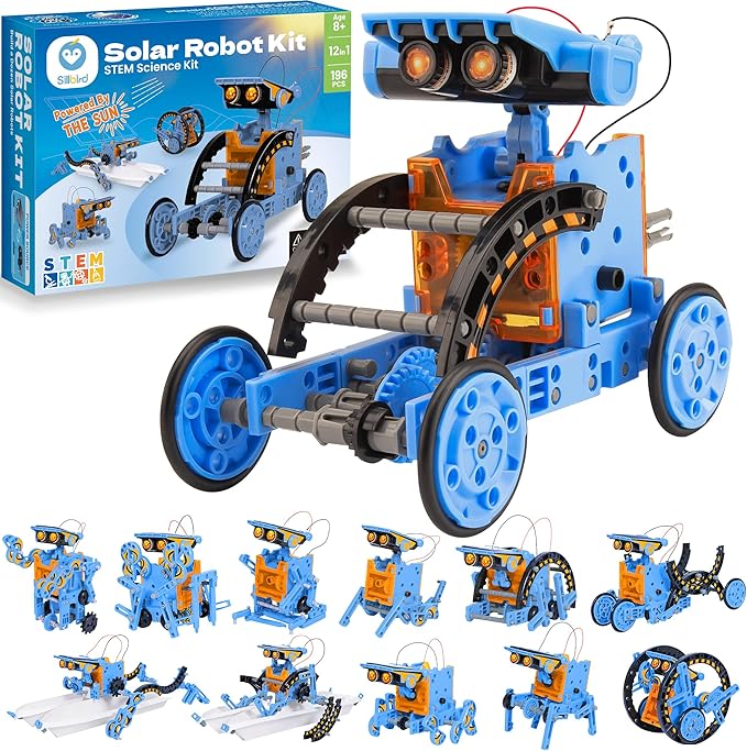 Sillbird Bundle - 2 Items Robot Building Kit with Remote Control & 12-in-1 Solar Robotic Toys Christmas STEM Gift for Boys Aged 8-14, Coding Technic Creative Gifts for Kids Teens