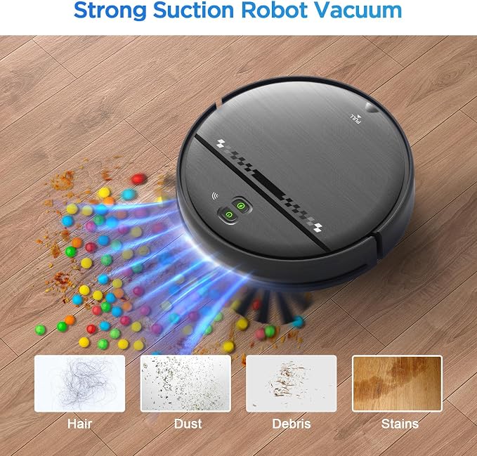 Robot Vacuum and Mop Combo, 2-in-1 Robot Vacuum Cleaner, Perfect for Pet Hair, Hard Floor and Carpet, Anti-Bump, Anti-Fall, App, Voice and Remote Control