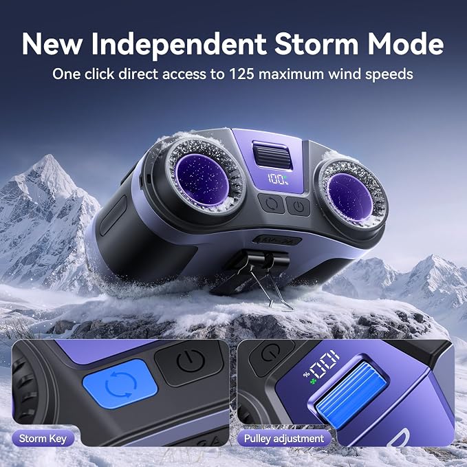 Doublepow 24000mAh Portable Waist Fan, Personal Fan, Dual Air Ducts Motors, 2026 Upgrade Equipped Charging Dock Storm Mode 1-100 Roller Adjustmen, Wearable Neck Clip On Belt, for Outdoor, Work(Patina)