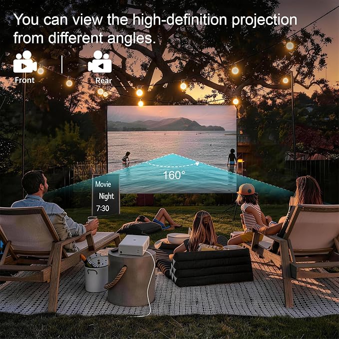 Outdoor Projector Screen with Stand, 120 Inch Portable Projector Screen, Indoor Outdoor Projection Screen 16:9 4K HD Wrinkle-Free Movie Screen with Carry Bag for Backyard Movies Home Theater