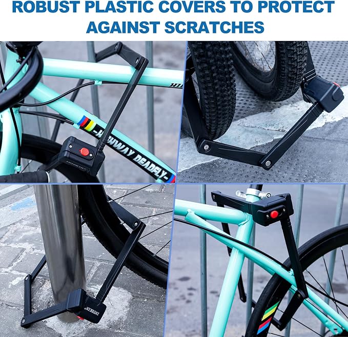 Compact Folding Bike Lock, Heavy Duty Anti Theft Bicycle Lock with 3 Keys and Mount, Lightweight for Road Bikes, Mountain Bikes, E-Bikes, Motorcycles, Scooters - 95cm (37 in)