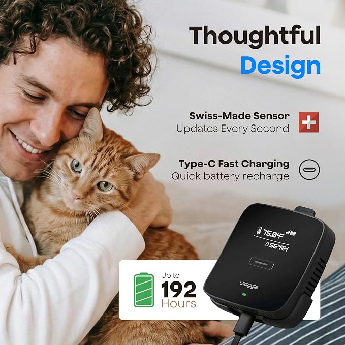 Waggle 4G LTE Pet Monitor Lite + RV Mini Camera - Cellular Temperature & Humidity Monitor, Real-time Alerts - RV/Camper/Van/Car Monitoring - Subscription Required