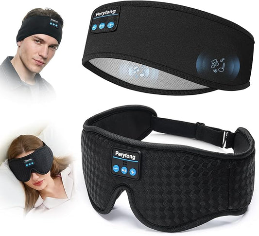 2-Pack Sleep Headphones Bluetooth 3D Sleep Mask & Wireless Headband Headphone with Ultra-Thin Speakers, Sleeping Headphones for Side Sleepers, Running, Workout, Insomniac, Travel, Gifts, Meditation
