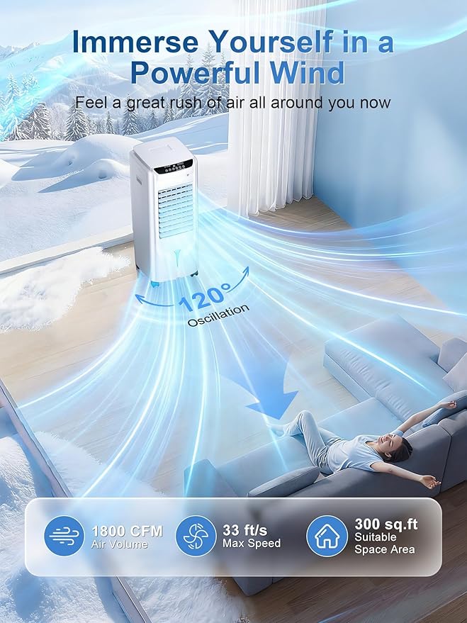 Uthfy Evaporative Air Cooler with 4 Modes, 3 Speed, 4.2 Gal Water Tank, 32" Swamp Cooler with 4 Ice Packs, 120° Oscillation, Remote, 12 H Timer, Portable Air Conditioner for Large Room, Office