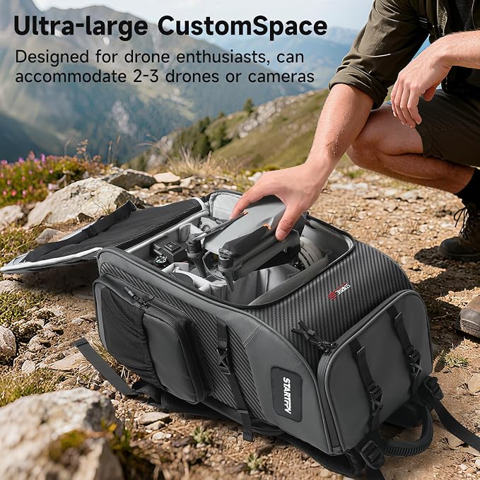 STARTRC Outdoor Backpack 40L for DJI Mavic 4 Pro/Air 3S/Avata 360/Mini 5 pro Drone and Accessories, can Accommodate 2-3 Drones or Cameras，One-piece DlY Partition Design