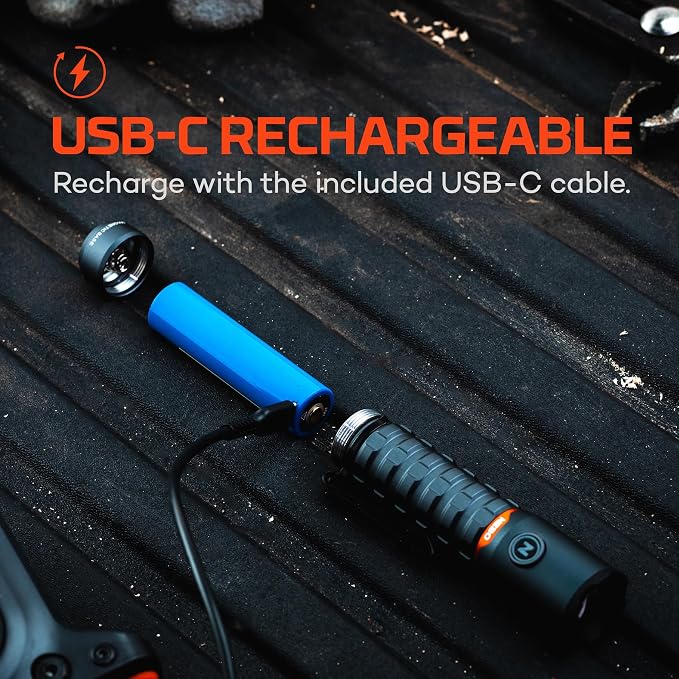 NEBO Torchy 2K Rechargeable Pocket Flashlight | 2000 Lumen Rechargeable & Portable Pocket Light with Clip, 5 LED Light Modes, Magnetic Base for Hands Free Use, Water & Impact Resistant