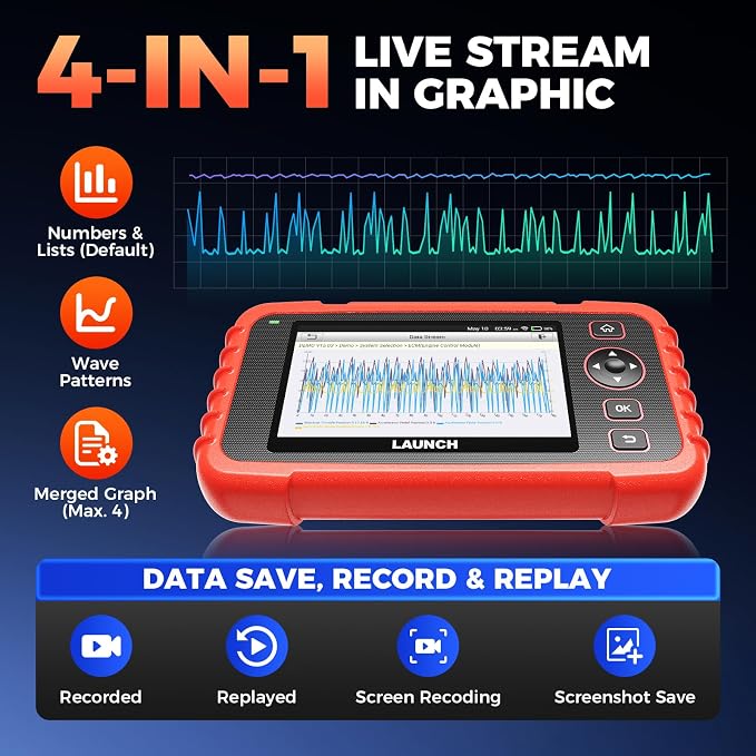 Launch CRP 123X Plus 2026 OBD2 Scanner Diagnostic Tool, All System Car Scan Tool Lifetime F.Ree Update, Oil Reset, SAS Calibration, Throttle Adaptation, Auto VIN, Battery Test, Upgraded of CRP123X