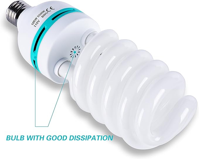 EMART Full Spectrum Light Bulb, 105W Spiral CFL 5500k Daylight for Softbox Lighting Kit, Replacement Lamp for Photography Photo Video Studio, Household Use, Portrait Shooting -2PACK