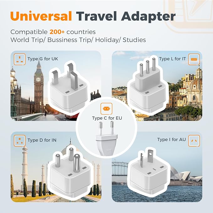 TESSAN 600W Pure Sine Wave 220V to 110V Voltage Converter US to Europe, Universal Travel Adapter with 4 USB Ports PD 35W QC 30W, EU/UK/AU/IT/India Plug Adaptor, Step Down Transformer Power Converters