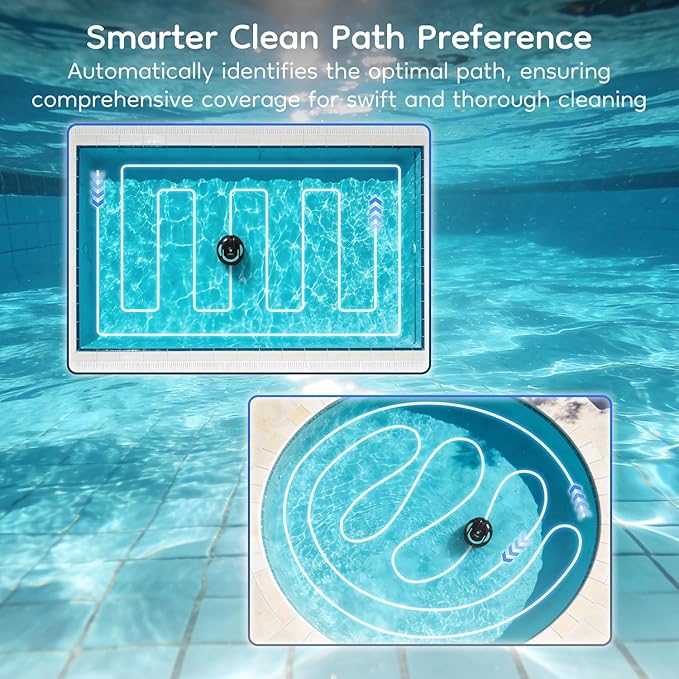 Obito H1 Robotic Pool Cleaner, Powerful Robotic Cleaner with Dual Suction Inlets, Cordless Automatic Pool Cleaner for Cleaning the Bottom of the Pool, 130-Min Runtime (Cannot Climb Walls)