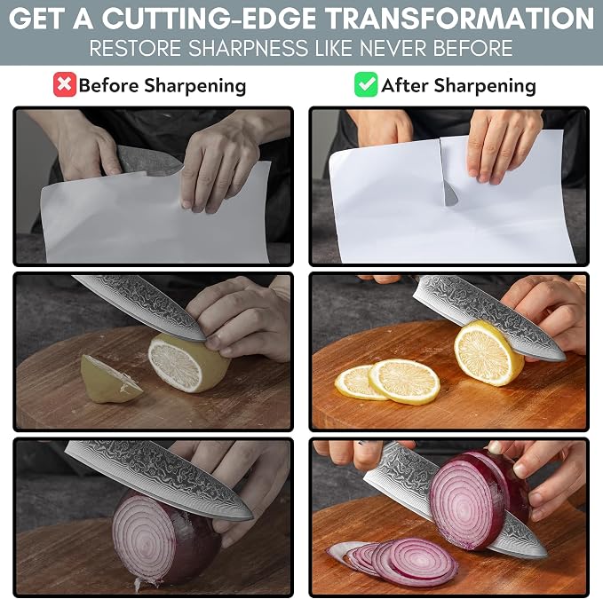 PATENTED ORIGINAL ADJUSTABLE ROLLING KNIFE SHARPENER KIT: Adjustable Height, 10° to 40° for 30 Angle Options, Removeable Diamond Plates with Travel Case - Kitchen Knife Sharpener