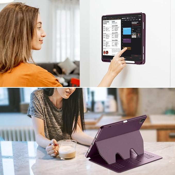 VIKESI Case for iPad Pro 12.9 6th / 5th / 4th / 3rd Generation Case 2022/2021/2020/2018,Multiple Angles Magnetic Stand Cover,Shockproof Soft Back,Pencil Holder,and Auto Sleep/Wake,Dark Purple