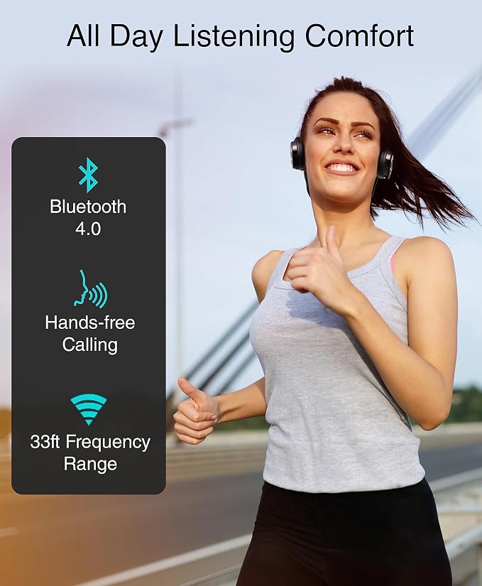 Kinivo BTH220 Bluetooth Headphones (Black, On-Ear, Wireless Music, Hands-Free Calling, Built-in Mic, Foldable, Memory Form Earpads, Travel Bag)