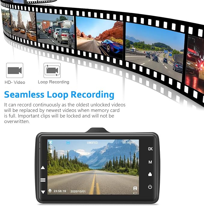 Dash Cam Front with 32G SD Card, BOOGIIO 1080P FHD Car Driving Recorder 3'' IPS Screen 170°Wide Angle Dashboard Camera Aluminum Alloy Case, WDR G-Sensor Parking Monitor Loop Recording Motion Detection