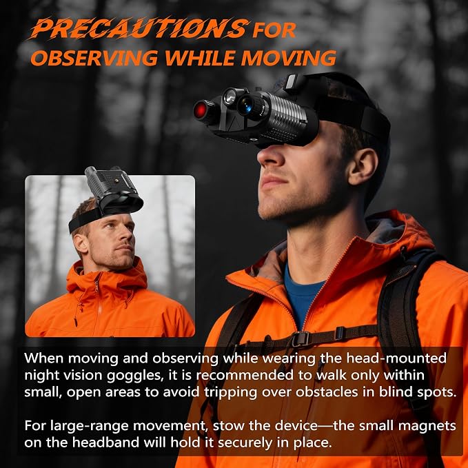 Dsoon Head-Mounted Night Vision Goggles Upgraded, Rechargeable Hands Free Night Vision Binoculars Goggles with Infrared, 1312FT, 32GB TF Card, Flashlight, 8X Digital Zoom