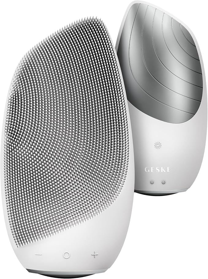 GESKE SmartAppGuided Sonic Thermo Facial Brush | 6 in 1 | Skin Cleansing | Cleansing Brush with Thermal Function | Electric Facial Massager