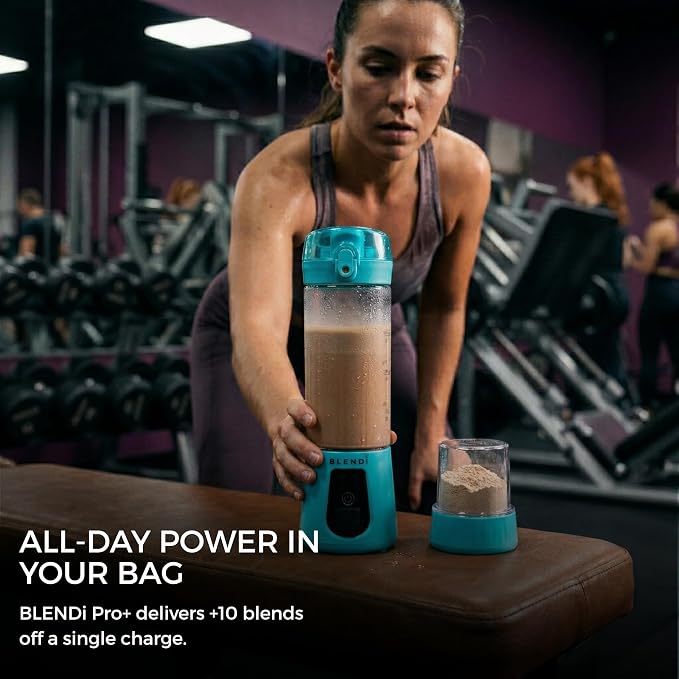 BLENDi Pro+ Portable Blender (New 2025 Model, 17.5oz, Turquoise) – Upgraded 120W Motor, USB-C Rechargeable, Cordless Personal Blender Smoothies & Shakes – BPA-Free, Self-Cleaning, Travel-Friendly