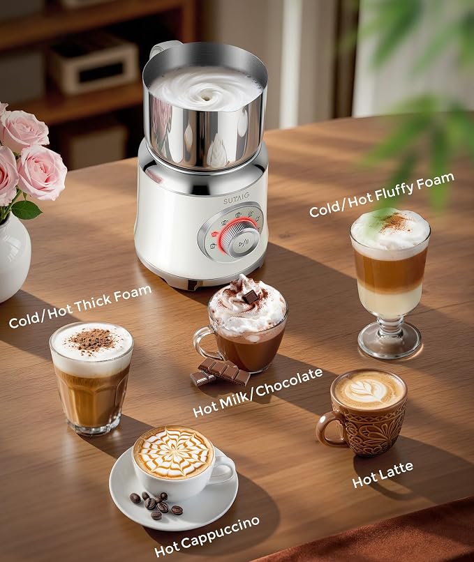 Milk Frother, 27oz All-in-1 Milk Steamer and Frother for Coffee, Variable Froth Thickness, Hot & Cold Foam Milk Warmer with Temperature Control