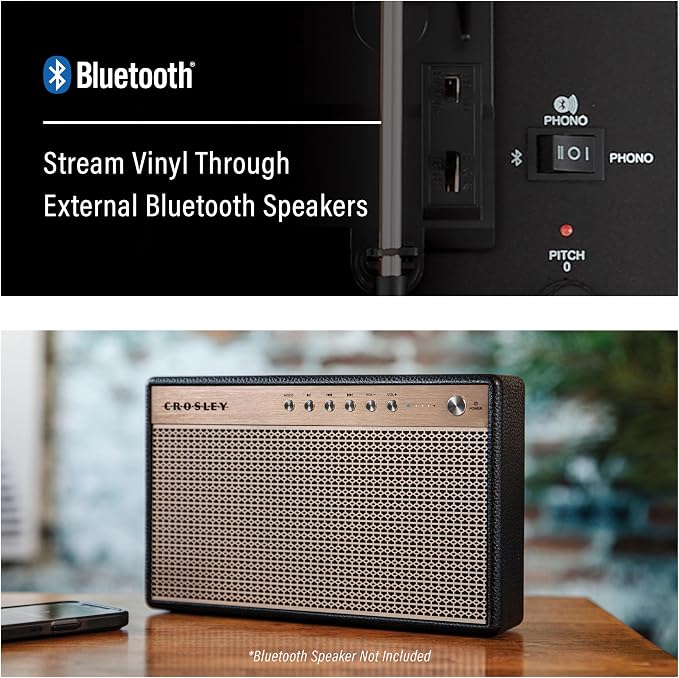 Crosley CR8017B-DU Voyager Vintage Portable Vinyl Record Player Turntable with Bluetooth in/Out and Built-in Speakers, Dune