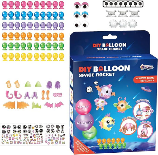 DIY Balloon Craft Kit Refill Pack - 194 Pcs Replacement Accessories for Sticky Balloon Toys, Creative Arts & Crafts Supplies for Kids 3+