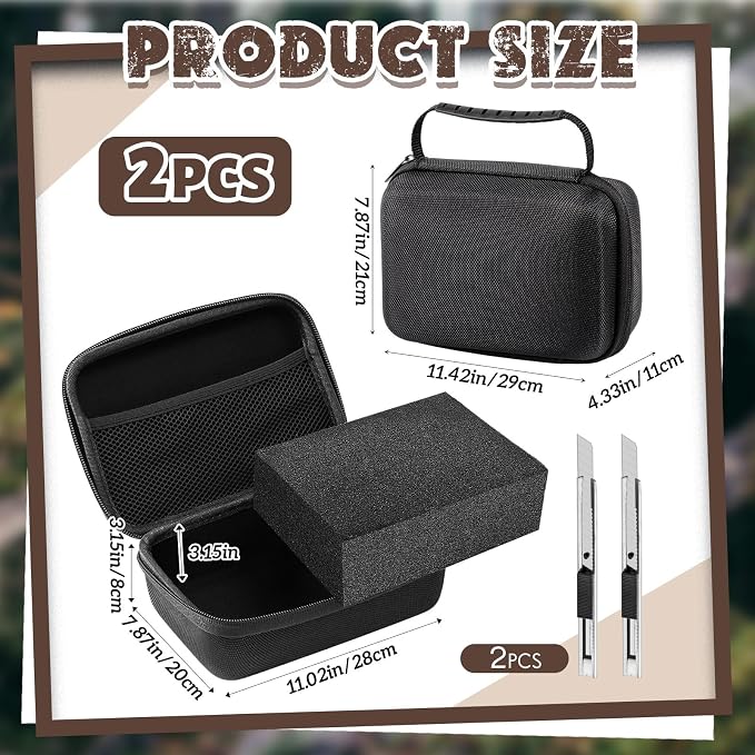 Relaxweex 2 Sets EVA Hard Case with Customizable Foam 11 x 7.8 x 4.3 Inch Protective EVA Carrying Case Shockproof Outdoor for Camera, Digital Products, Electronic Instruments