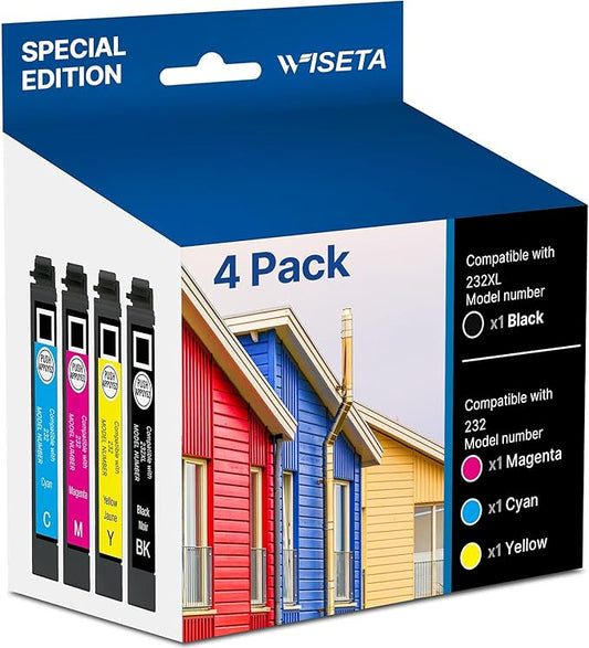 Remanufactured 232XL Ink Cartridges Combo Pack Replacement for 232XL Ink Cartridges Combo Pack to use with XP-4205 XP-4200 WF-2930 WF-2950 Printer, 4 Pack-BCMY