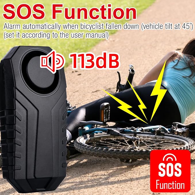 Mengshen 3 Pack Bike Alarm Anti-Theft Burglar Security Sensor for Motorcycle Scooter Trailer Bicycle Door Window Car Electric Scooter IP65 Waterproof 113dB Loud
