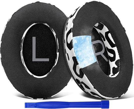 SOULWIT Cooling Gel Earpads Replacement for Bose QuietComfort 45 (QC45)/QuietComfort SE (QC SE)/Quiet Comfort Wireless Over-Ear Headphones, Ear Pads Cushions with Ice Silk Fabric - Snow Leopard