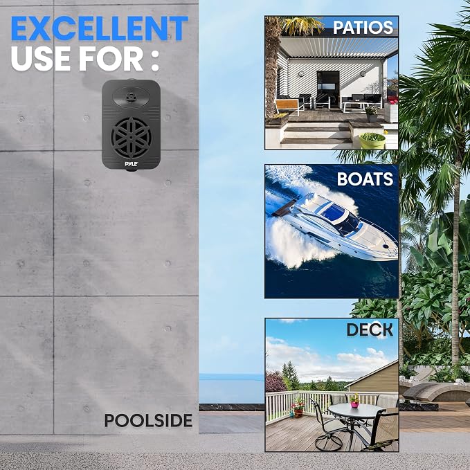 PyleUsa Bluetooth Indoor Outdoor Speakers Pair - 500 Watt Dual Waterproof 5.25” 2-Way Full Range Speaker System w/ 1/2” High Compliance Polymer Tweeter - Home, Boat,Deck, Patio, Poolside - PDWRBT56BK