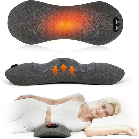 3-in-1 Neck Massager Pillow with Heating & Cervical Traction, Ergonomic Cervical Pillow for Neck Back Shoulder Pain Relief,Cervical Traction Suppor, Mathers Day Gifts (Gray Lumbar Pillow)