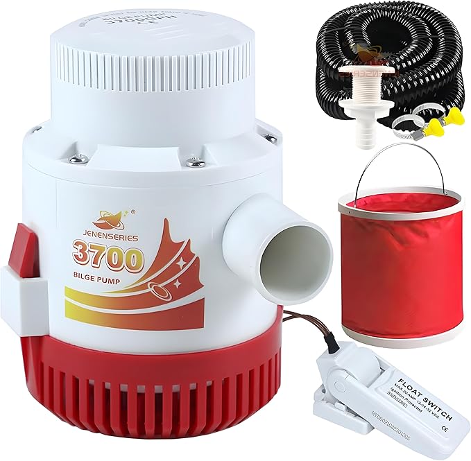 Submersible Boat 3700GPH Bilge Water Pump 12v DC water pump with float switch suitable for ferry, yacht, marine and garden drainage system (3700GPH)