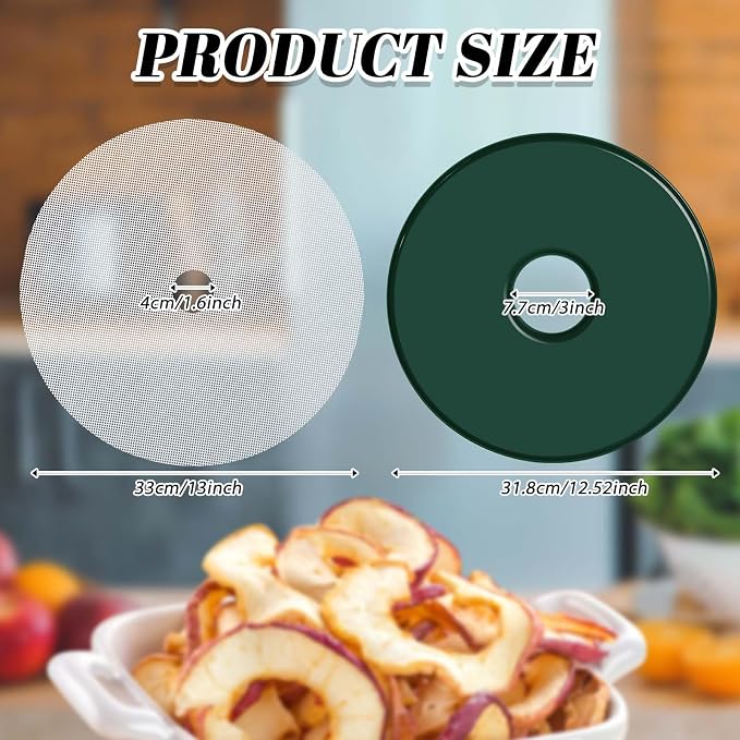 Domensi 12 Pcs Round Dehydrator Sheets Non Stick Silicone Dehydrator Mats with Edges Reusable Roll Tray Liner for Fruit Meat Beef Kitchen, 13 12.5 Diameter
