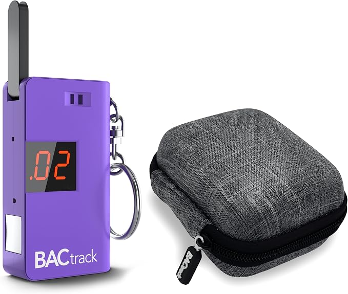 BACtrack Keychain Breathalyzer (Purple) and Carrying Case Bundle