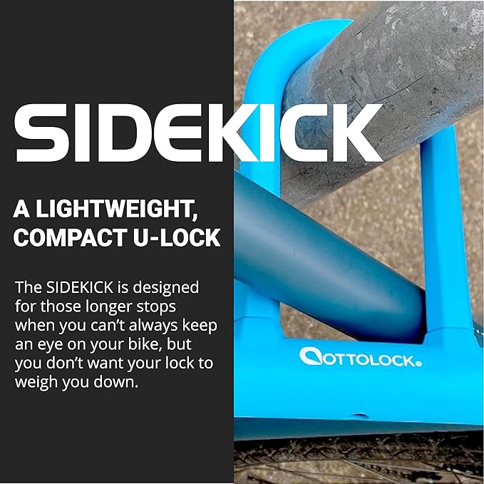 OTTOLOCK Sidekick Compact U-Lock – Lightweight Anti-Theft Bike Lock for Road, Mountain & Electric Bikes with Keys