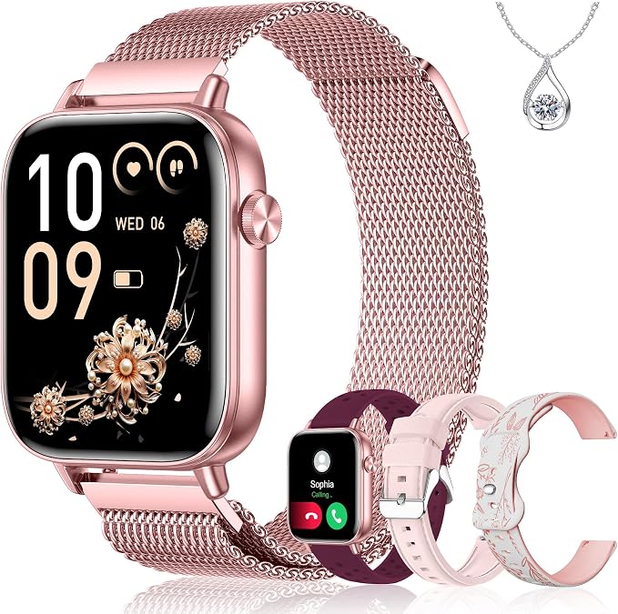 Iaret Smart Watch for Women, 1.83" HD Fitness Tracker with 4 Bands, Answer/Make Calls, Heart Rate/Sleep/SpO2/Step Tracking, 100+ Sport Modes, Android/iPhone Compatible Gift (Purple Gold)