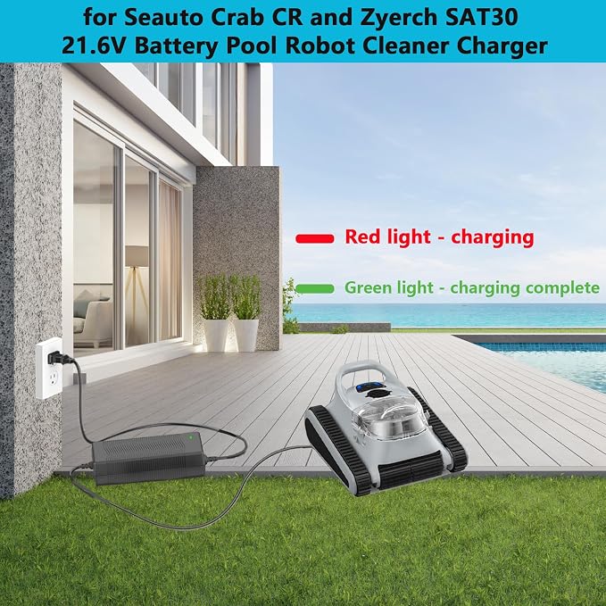 26V Charger, for 21.6V Batteries Suitable Compatible with Seauto Crab CR and Zyerch SAT30 Robotic Pool Cleaner Battery Charging Power Adapter Cables