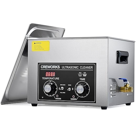 CREWORKS 15L Ultrasonic Cleaner with Heater and Timer, 360W Stainless Steel Ultrasonic Cleaner Machine with Degas & Gentle Modes, Ultrasonic Parts Cleaner with Knob Control for Machine Part Auto Tool