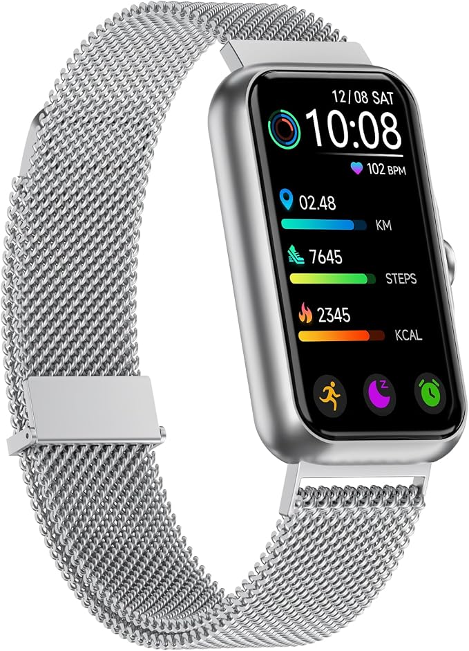 Fitness Tracker with 24/7 Continuous Heart Rate, Blood Oxy-gen Monitor, Smart Watch with Sleep Monitor, IP68 Waterproof Activity Tracker Step Counter for Women Men (Silver)