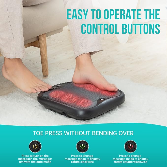 Snailax Shiatsu Foot Massager with Heat, Electric Feet Massager Machine for Plantar Fasciitis, Heated Foot Warmer, Gifts for Men, Women