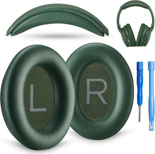 AHG Accessory House Global Replacement QC Ear Pad and Headband Pad Kit Cushion. Compatible with Bose QuietComfort 2023 QC45 QCSE QC35 II Noise Cancelling Headphones (Cypress Green). Easy DIY Fit
