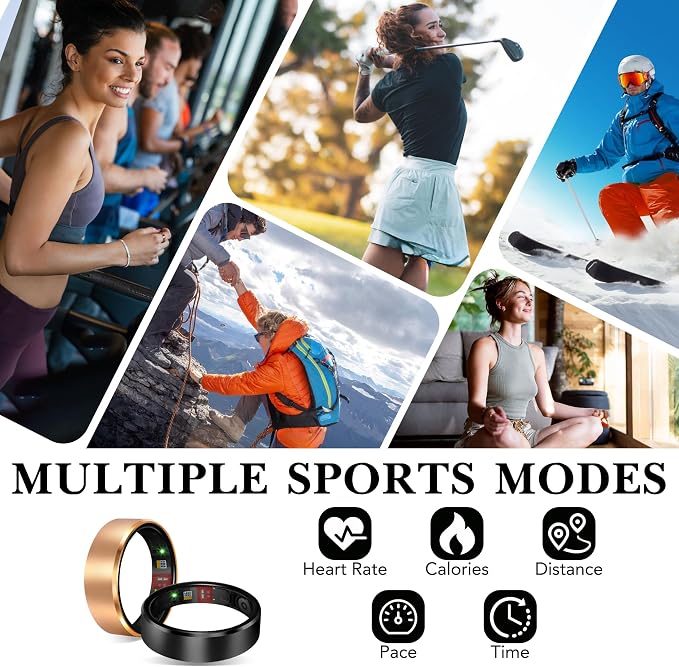 Smart Ring 2.0 for Women Men, Slim Scratch & Fingerprint Resistant Design, Advanced Chip Fitness Tracker, Sleep, Stress & Activity Monitoring, Waterproof, No Subscription Fees, Silver 9