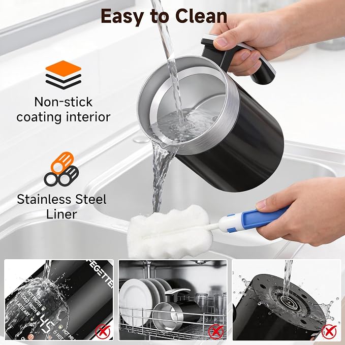 Milk Frother and Steamer 6-in-1 Electric Milk Frother 420ml/14.2oz Automatic Hot and Cold Foam Maker with Temp Contro Milk Warmer for Latte Cappuccino Macchiato Hot Chocolate Yogurt