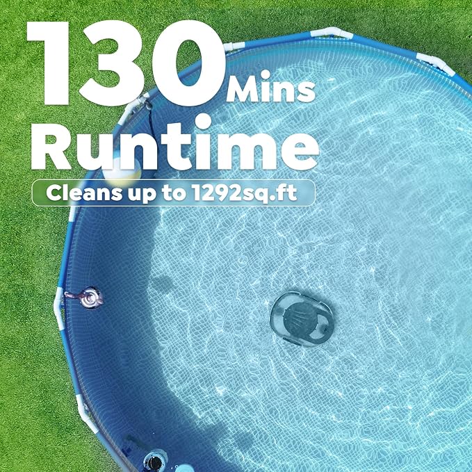 S1 Pro Cordless Robotic Pool Cleaner, 130-Min Runtime, Cleans Up to 1,292 Sq.Ft, Dual-Motor Pool Vacuum, Automatic Cleaner with Large Filter Basket, Fast Charging & Self-Parking (Glossy Black)