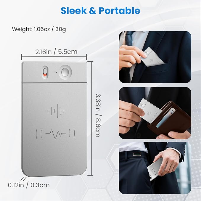 AI Voice Recorder, 64GB Audio Note Recorder with Transcribe&Summarize Free 1200 min of Transcription, App Control, Supports 112 Languages, Magnetic Case for Lectures Meetings Calls