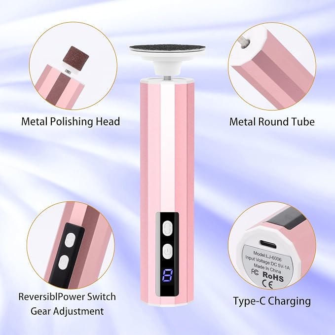 Electric Callus Remover - 9 speeds, Foot Sander with Replacement Sandpaper Discs, Rechargeable Unisex Pedicure and Manicure Tool for Dead, Dry, chapped Skin and calluses